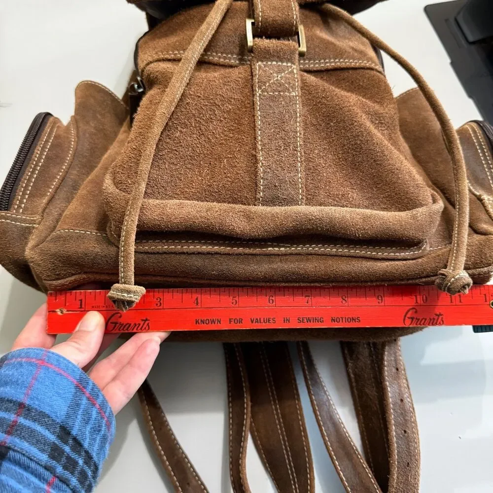 Claire Chase JEG Distressed Genuine Nubuck Brown Leather Urban City Backpack Bag